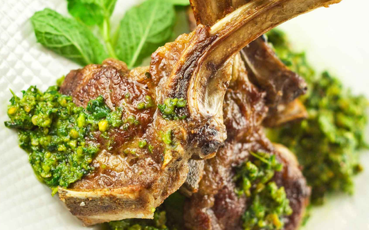 Spice Dusted Rack of Lamb with Pesto